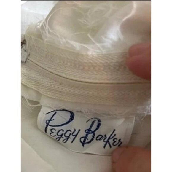 Vtg Peggy Barker dress women’s XS white eyelet sleeveless blue waist tie - Picture 4 of 7